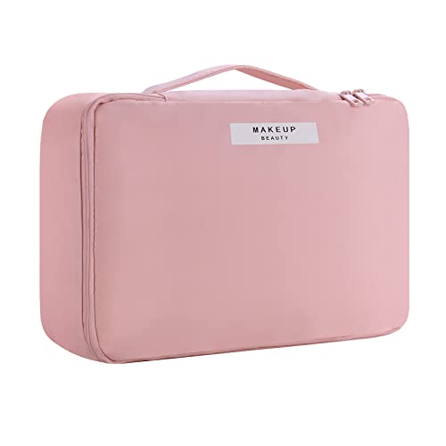 HCFGS Designer Makeup Bag with Brushes Holder - Pink