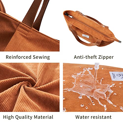 KALIDI Corduroy Tote: Stylish Large Shoulder Bag