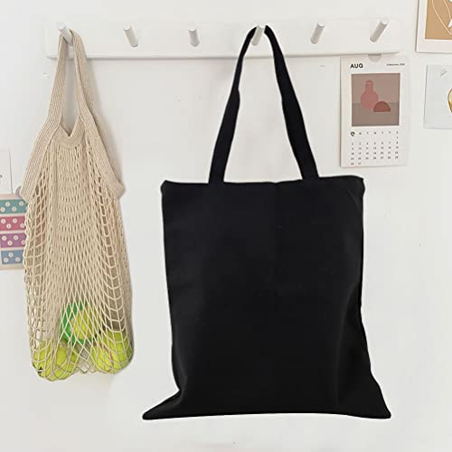 Black Canvas Tote Bag for Travel, School, Work
