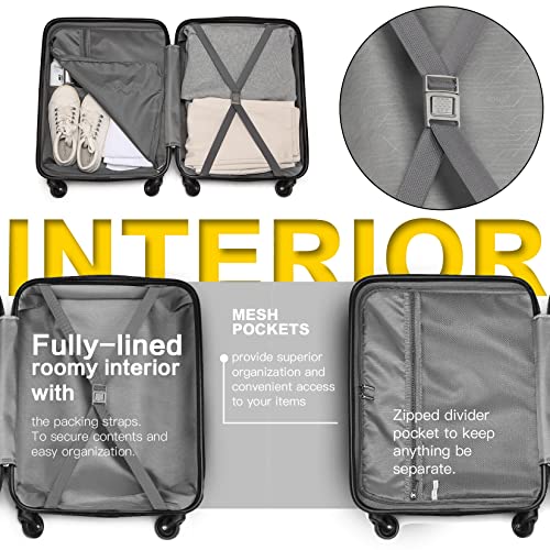Kono Designer ABS Luggage: Navy Carry-on with Spinner Wheels