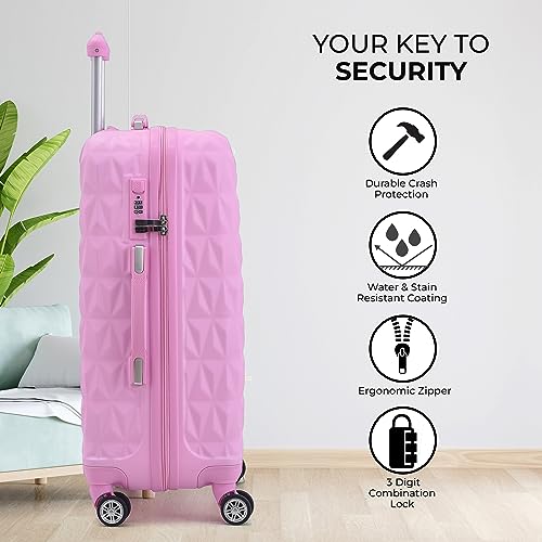 Designer Rose Pink Cabin Carry On Suitcase