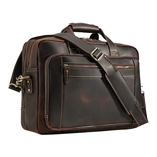 Men's Vintage Leather Briefcase: 17" Laptop Case