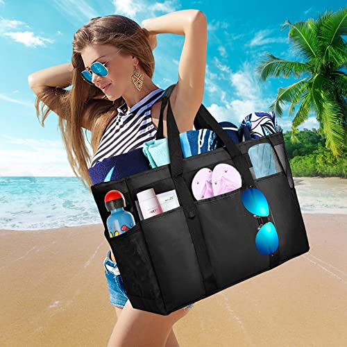 JUYANO Strandtasche Große XXL mit Reißverschluss und Innentasche