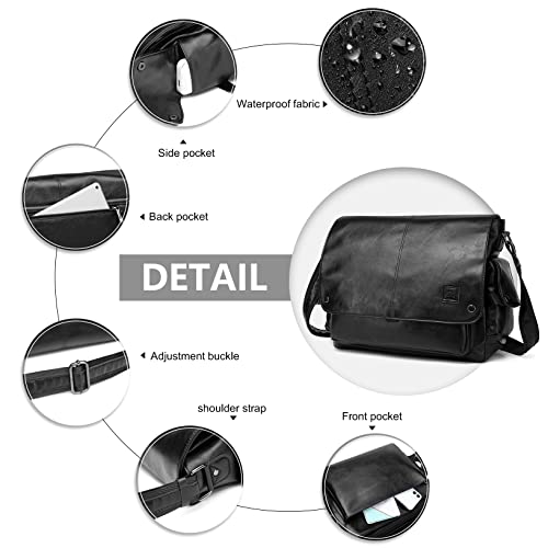 KONO Leather Shoulder Bag for Work, Travel, School