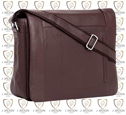 J. Wilson London Unisex Leather Laptop Bag (Brown)