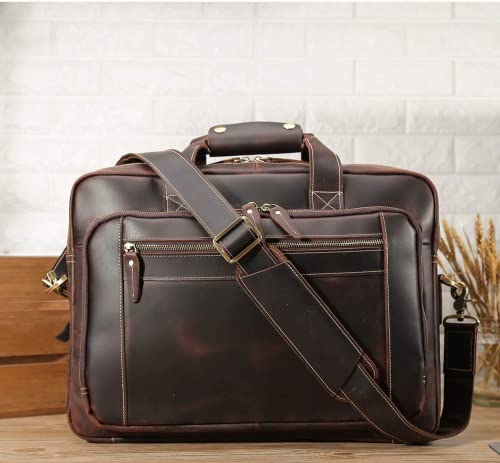 Men's Vintage Leather Briefcase: 17" Laptop Case