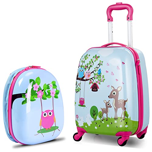 Kids Designer Handbag Set: 16" & 12" Pink Owl