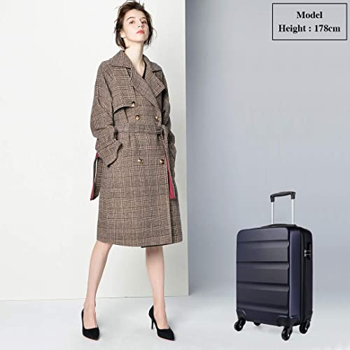Kono Designer ABS Luggage: Navy Carry-on with Spinner Wheels