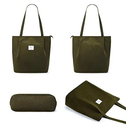 KALIDI Corduroy Tote: Stylish Large Shoulder Bag