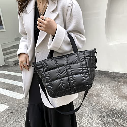 HIMS Designer Quilted Lattice Shoulder Bag - Black