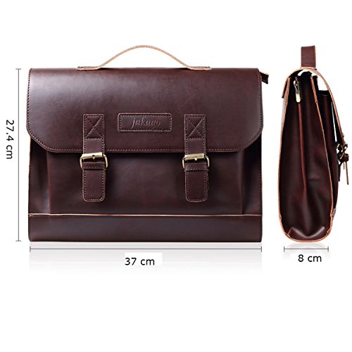 Retro PU Leather Laptop Briefcase - Premium Waterproof, Brown