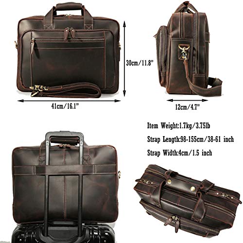 Men's Vintage Leather Briefcase: 17" Laptop Case