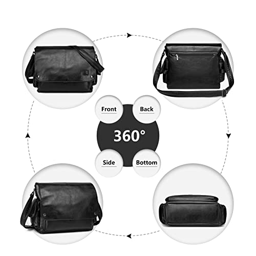 KONO Leather Shoulder Bag for Work, Travel, School