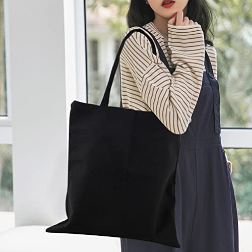 Black Canvas Tote Bag for Travel, School, Work