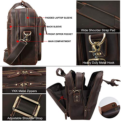Men's Vintage Leather Briefcase: 17" Laptop Case