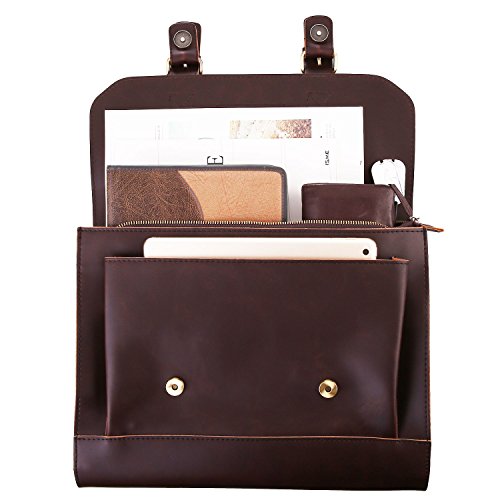 Retro PU Leather Laptop Briefcase - Premium Waterproof, Brown