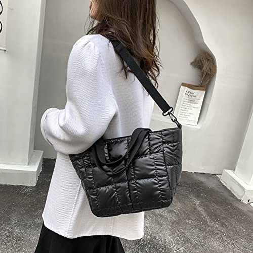 HIMS Designer Quilted Lattice Shoulder Bag - Black
