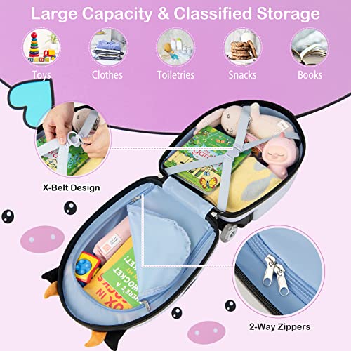 GYMAX Kids Luggage: Stylish Trolley Case with LED Wheels