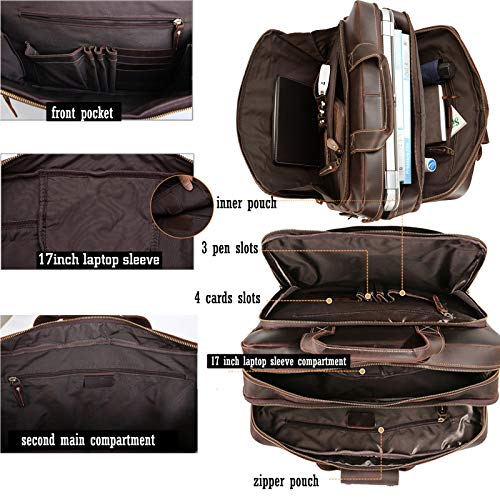 Men's Vintage Leather Briefcase: 17" Laptop Case