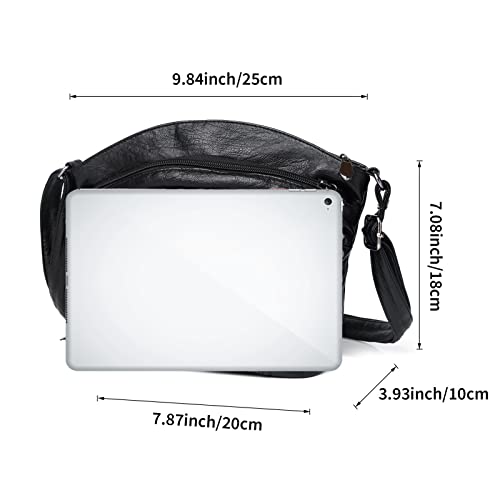 Hanaso Women's Small Multi-Pocket Shoulder Bag (Black)