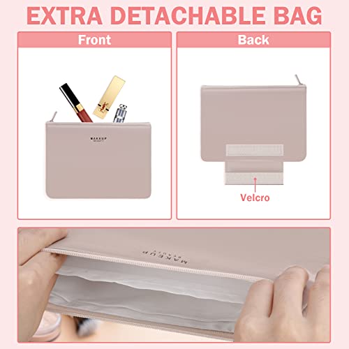 HCFGS Designer Makeup Bag with Brushes Holder - Pink