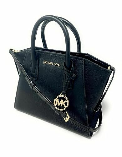 Michael Kors Avril Small Pebble Leather Satchel (Black/Gold)