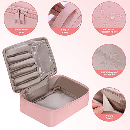 HCFGS Designer Makeup Bag with Brushes Holder - Pink