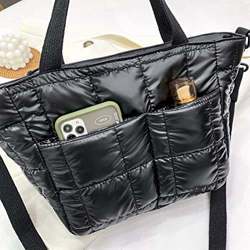 HIMS Designer Quilted Lattice Shoulder Bag - Black