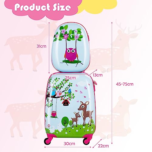 Kids Designer Handbag Set: 16" & 12" Pink Owl