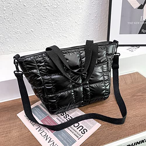 HIMS Designer Quilted Lattice Shoulder Bag - Black