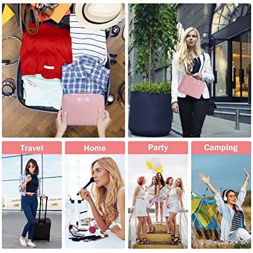 HCFGS Designer Makeup Bag with Brushes Holder - Pink