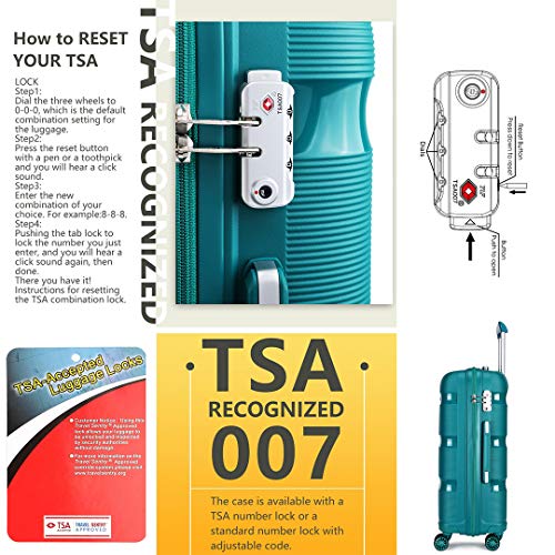 Kono Turquoise Designer Handbag: 24" TSA Lock 66L Suitcase