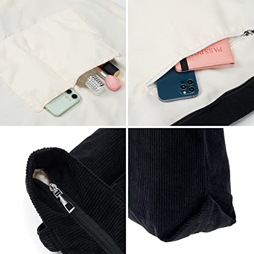 Large Black Cord Tote Bag for Women