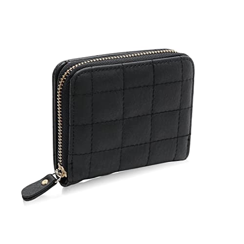 Black Embroidered Designer Wallet with Card Slots & Zipper