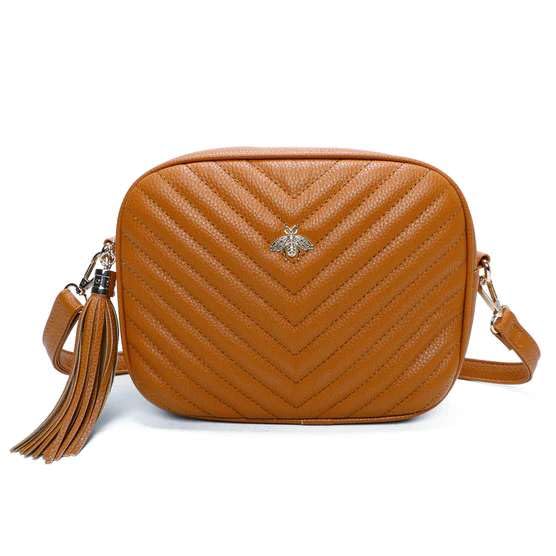 Fontanella Fashion Womens Small Quilted Chevron Handbag, White