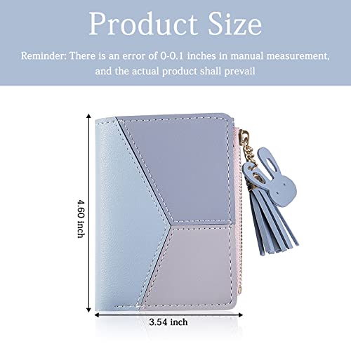 Blue Leather Ladies Zipper Wallet with Coin Bag
