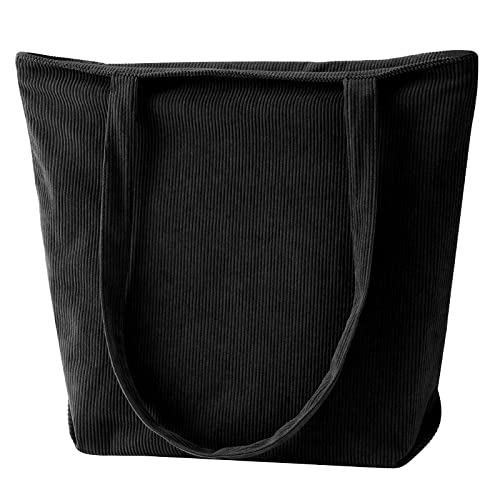 Large Black Cord Tote Bag for Women