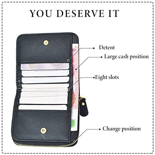 Black Embroidered Designer Wallet with Card Slots & Zipper