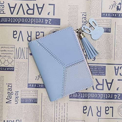Blue Leather Ladies Zipper Wallet with Coin Bag