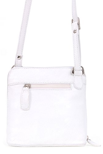 White Catwalk Collection Small Leather Crossbody Bag - LENA