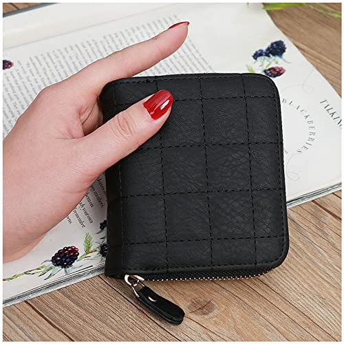 Black Embroidered Designer Wallet with Card Slots & Zipper