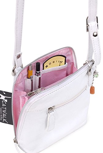 White Catwalk Collection Small Leather Crossbody Bag - LENA