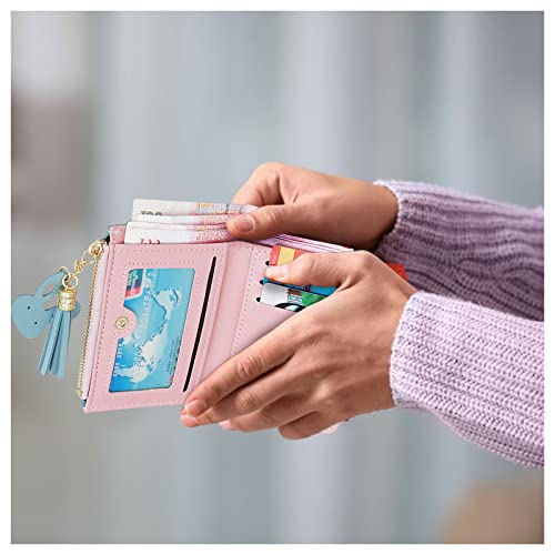 Blue Leather Ladies Zipper Wallet with Coin Bag