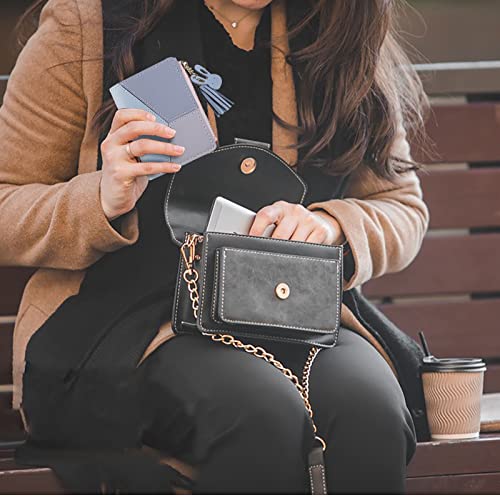 Blue Leather Ladies Zipper Wallet with Coin Bag