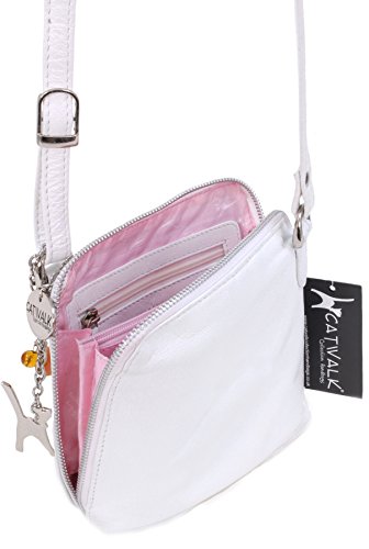 White Catwalk Collection Small Leather Crossbody Bag - LENA