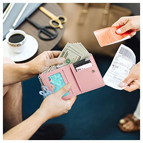 Blue Leather Ladies Zipper Wallet with Coin Bag