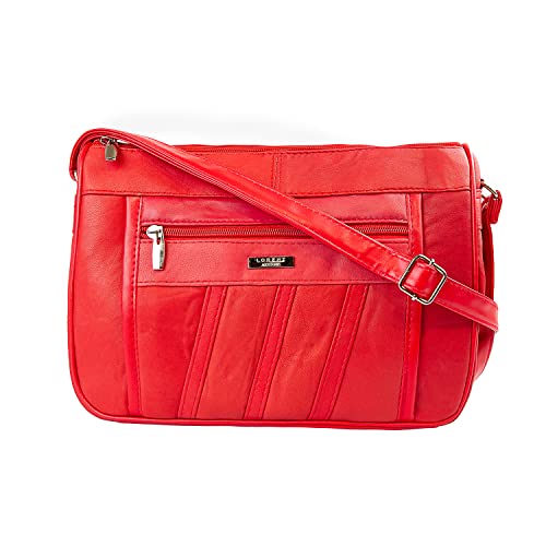 Woodland Leather Crossbody Bag: Genuine Leather, Multi Compartment