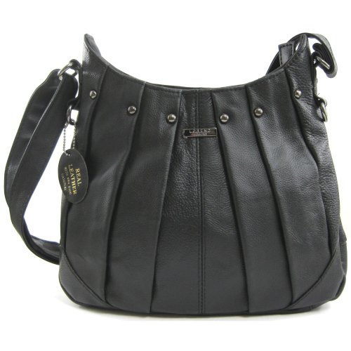 Black leather women's designer handbag by Lorenz