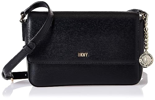 DKNY Women's Black/Gold Flap Crossbody Bag, Medium