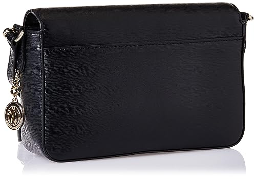 DKNY Women's Black/Gold Flap Crossbody Bag, Medium